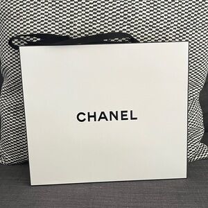 CHANEL Classic White Bag with Black Accents
